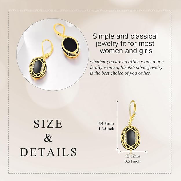 Filigree Teardrop Earrings Sterling Silver Peridot/Pink Opal/Larimar/Black Onyx/Lapis Lazuli Earrings Jewelry Christmas Gifts for Women Girls