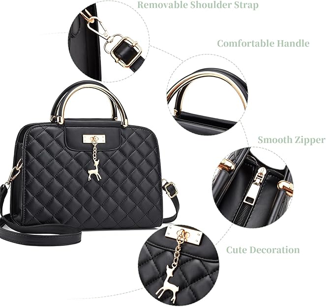 I IHAYNER Purses and Handbags for Women Plaid Satchel Shoulder Bag Top Handle Tote Bag Zipper Crossbody Purse