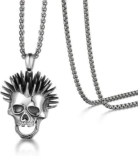 Large Skull Bottle Opener Necklace for men, Stainless Steel Hip Hop Punk Style Cast Skull Necklace Jewelry Gifts To My Man Valentines
