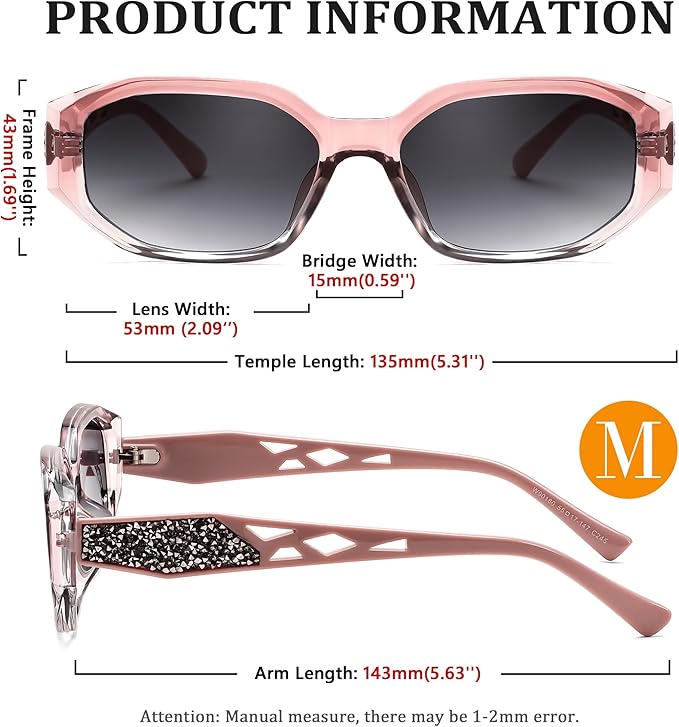 FEISEDY Sunglasses for Women Men, Retro Trendy Shiny Style, Small Narrow Rectangle Shades, UV400 B0247