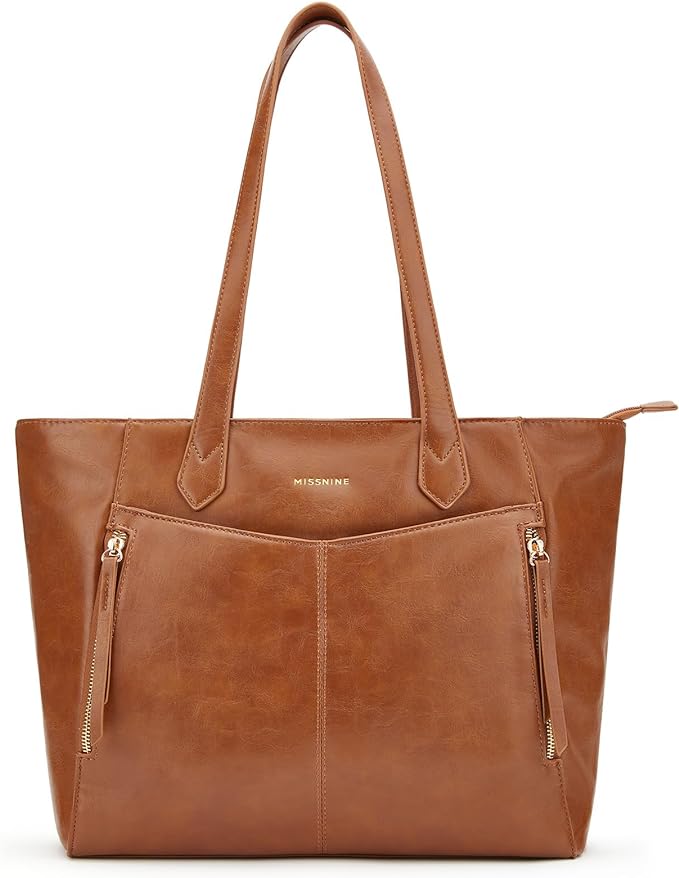Missnine Elegant Leather Tote for Women Everyday Travel Purse Ladies Top-handle Shoulder Work Bags Shopper Handbag