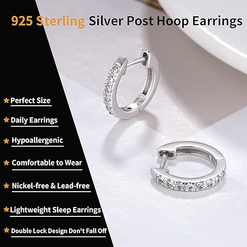 14K Gold Hoop Earrings for Women Girls with 925 Sterling Silver Post Hypoallergenic