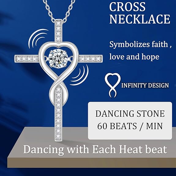 Moissanite Cross Necklace for Women,Floating Lab Diamond Crucifix Pendant Chain for Men,Religious Cross Jewelry S925 Sterling Silver Necklace Gifts for Valentine's Day Women