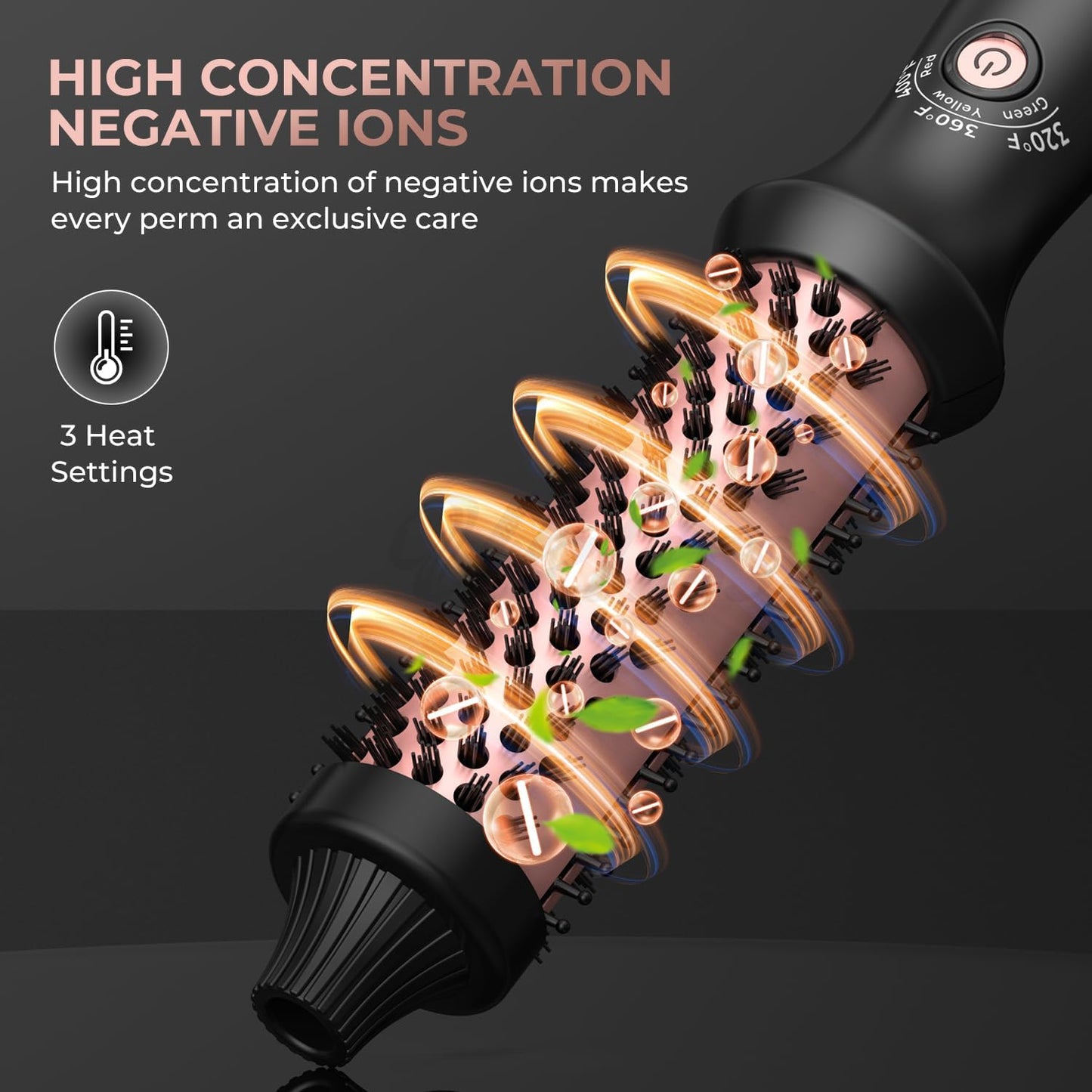 1.25 in Thermal Brush, Heated Round Brush Curling Iron Heated Ceramic Tourmaline Ionic Comb 110-240V Volum