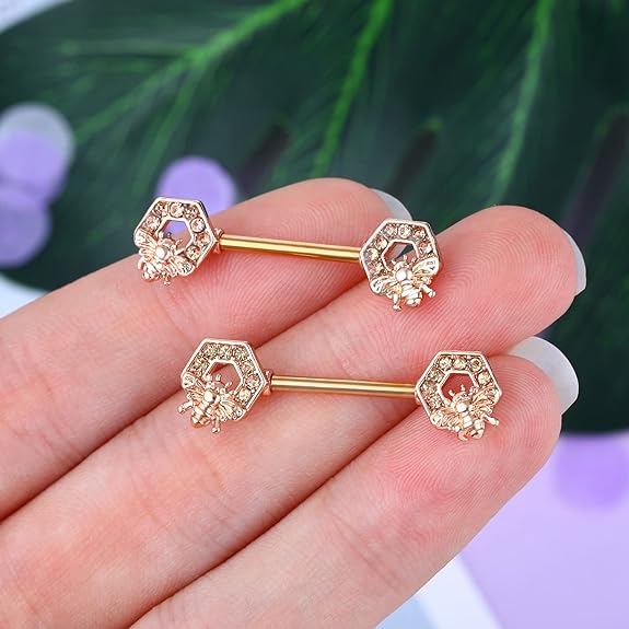 Nipple Rings Melighting 2pcs 14G Ring Surgial Steel 316L Piercing