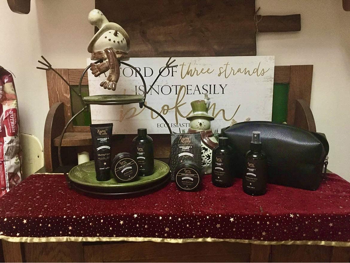 Christmas Gift Basket for Men Holiday Spa Basket! Best Grooming Kit for Husband & Dad! Mens Spa Set Peppermint Mens Spa Basket