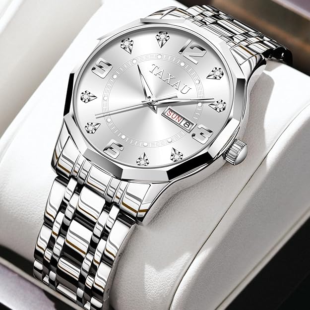 Mens Watches,Big Dial Watches for Men,Mens Stainless Steel Watches,Analog Quartz Watches Men,Waterproof Mens Watches,Roman Numerals Watches,Relojes para Hombre,Men Wrist Watches,Dress Watches