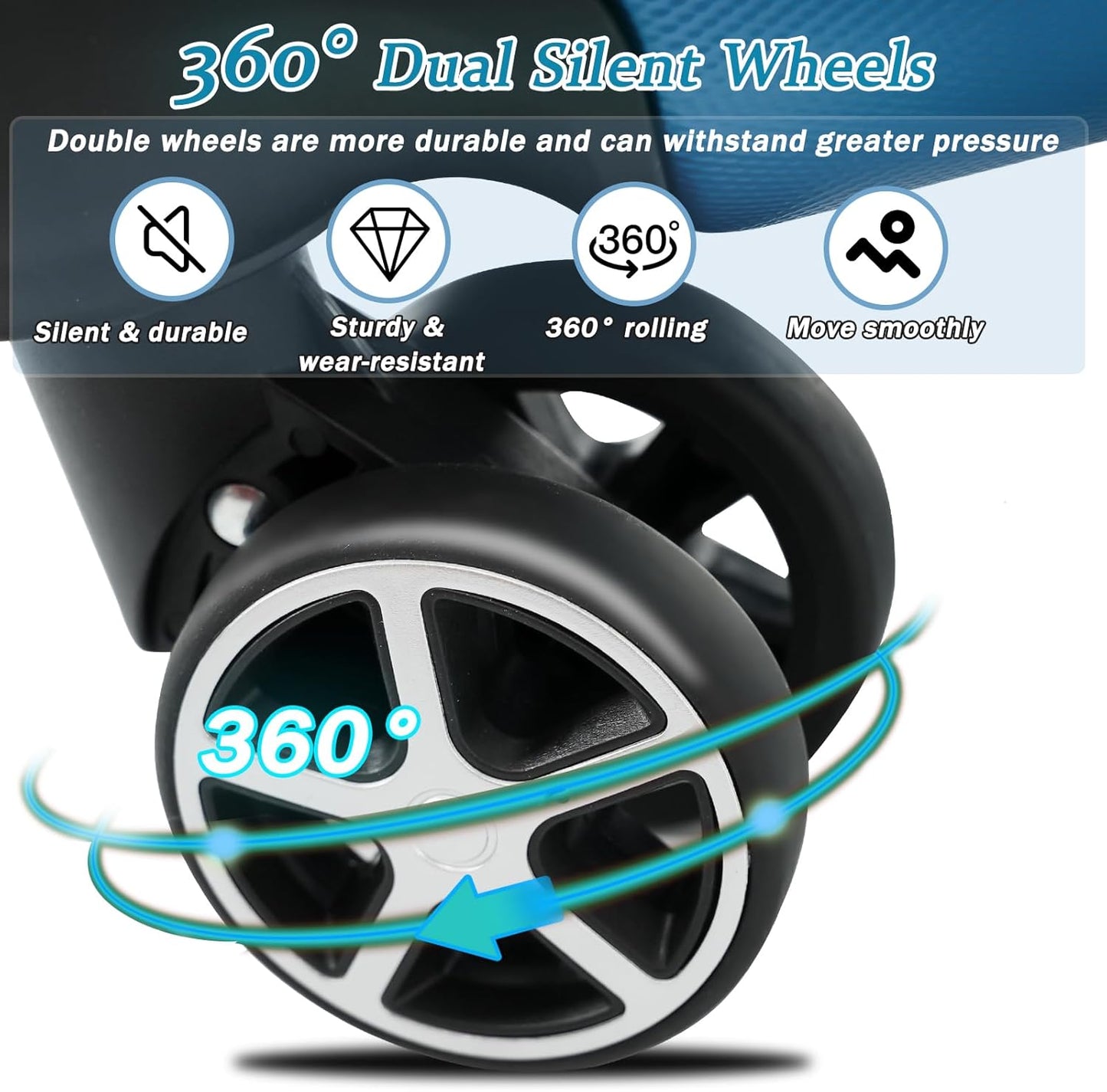 Merax Luggage Set 6 Piece, Hardshell ABS Suitcases with 8 Silent Spinner Wheels, Durable and Lightweight Travel Luggage for Family Trips, Ink Blue