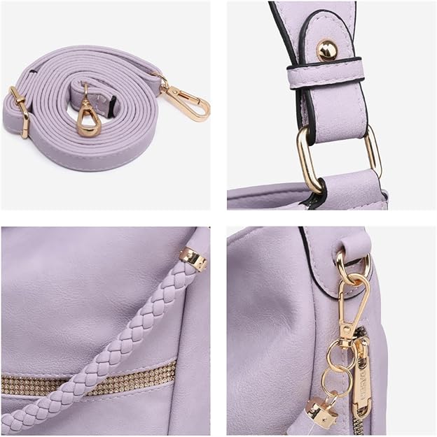 Dasein Hobo Handbags for Women Purses Vegan Leather Shoulder Bags Bucket Purse Large Tote Set with Long Strap