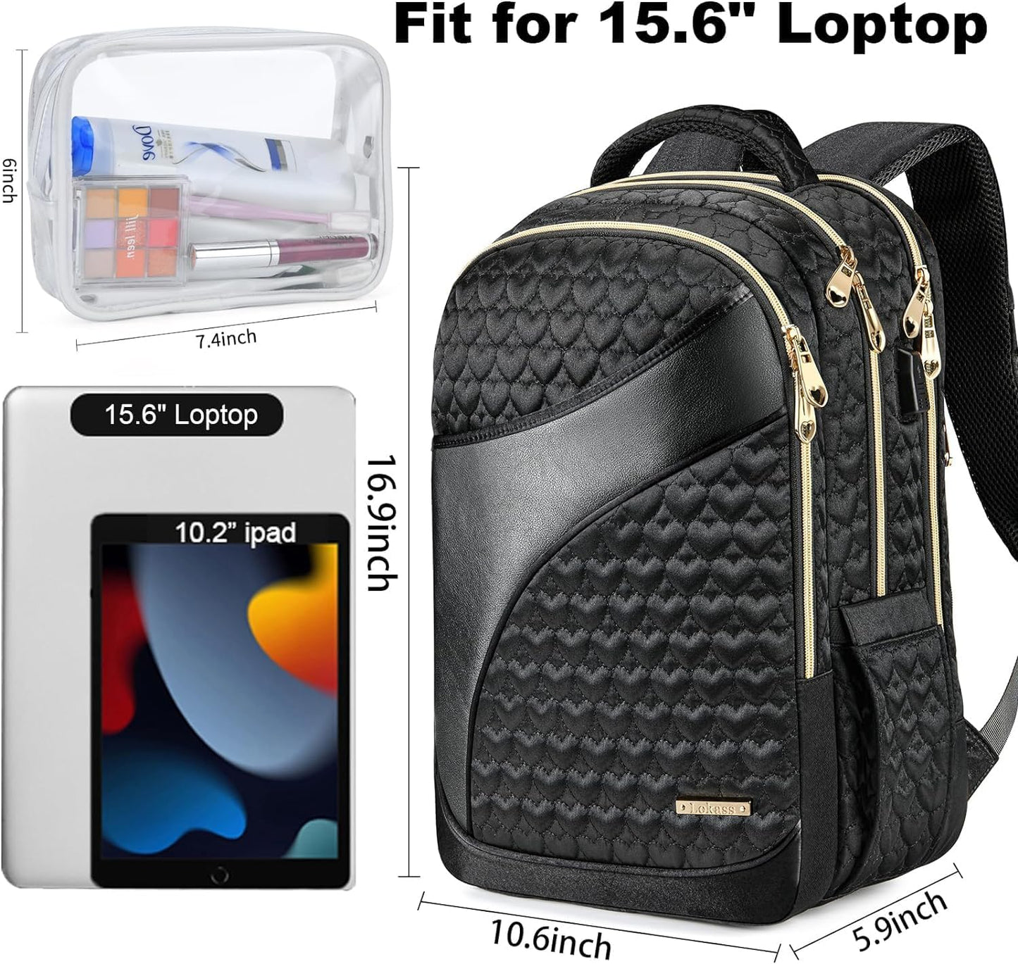15.6'' Laptop Backpack for Men & Women, Birthday Gifts College Backpack with USB Charging Port, Carry on Backpack for Airplanes