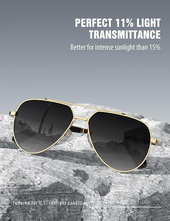 LUENX Aviator Sunglasses for Men Women Polarized Trendy Sun Shades UV 400 Protection