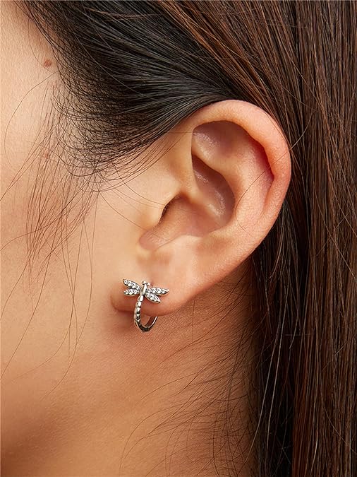 925 Sterling Silver Hoop Earrings Wave Hoop Earrings for Women with Turquoise Synthetic Pine Stones Simple Line Hypoallergenic Huggie Earrings for Women Girls