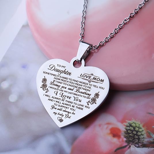 Jstud Inspiration Necklace Gifts for Daughter Son Christmas Birthday Gifts I Love You Heart Pendant Jewelry Necklace from Mom Dad