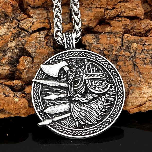 Leprato Norse Viking Talisman Necklace Nordic Viking Rune Amulet Pendant Viking Jewelry Gift for Men