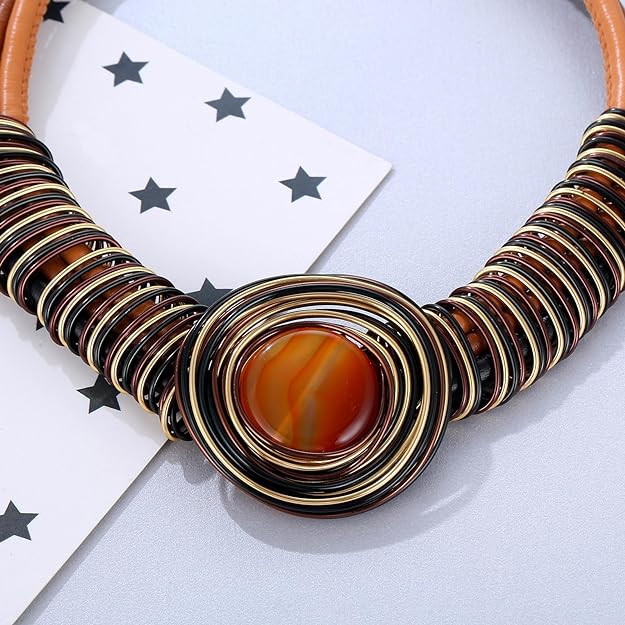 Chunky African Statement Choker Necklaces Earrings Set for Women, Unique Colorful Bib Collar Necklace Ethnic Indian Tribal Costume Jewelry Set Handmade
