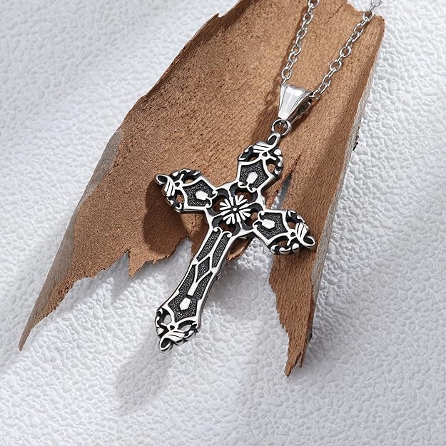 Cross Necklace Men, Silver Cross Pendant, Religious selling Jewelry, Men Jewelry, Gift For Him, Baptism Necklace, Birthday Gift, Religious Necklace