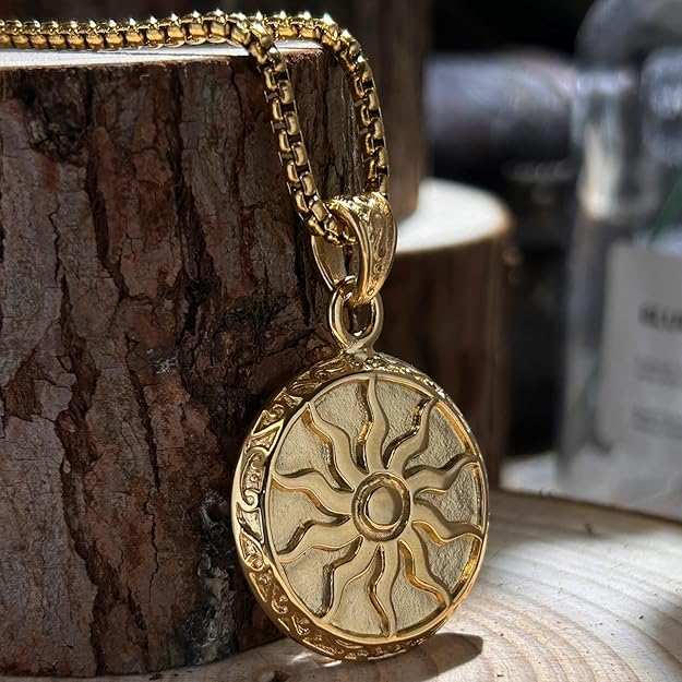 bahamut Greek Mens Jewelry Sun Pendant Necklace for Men Women