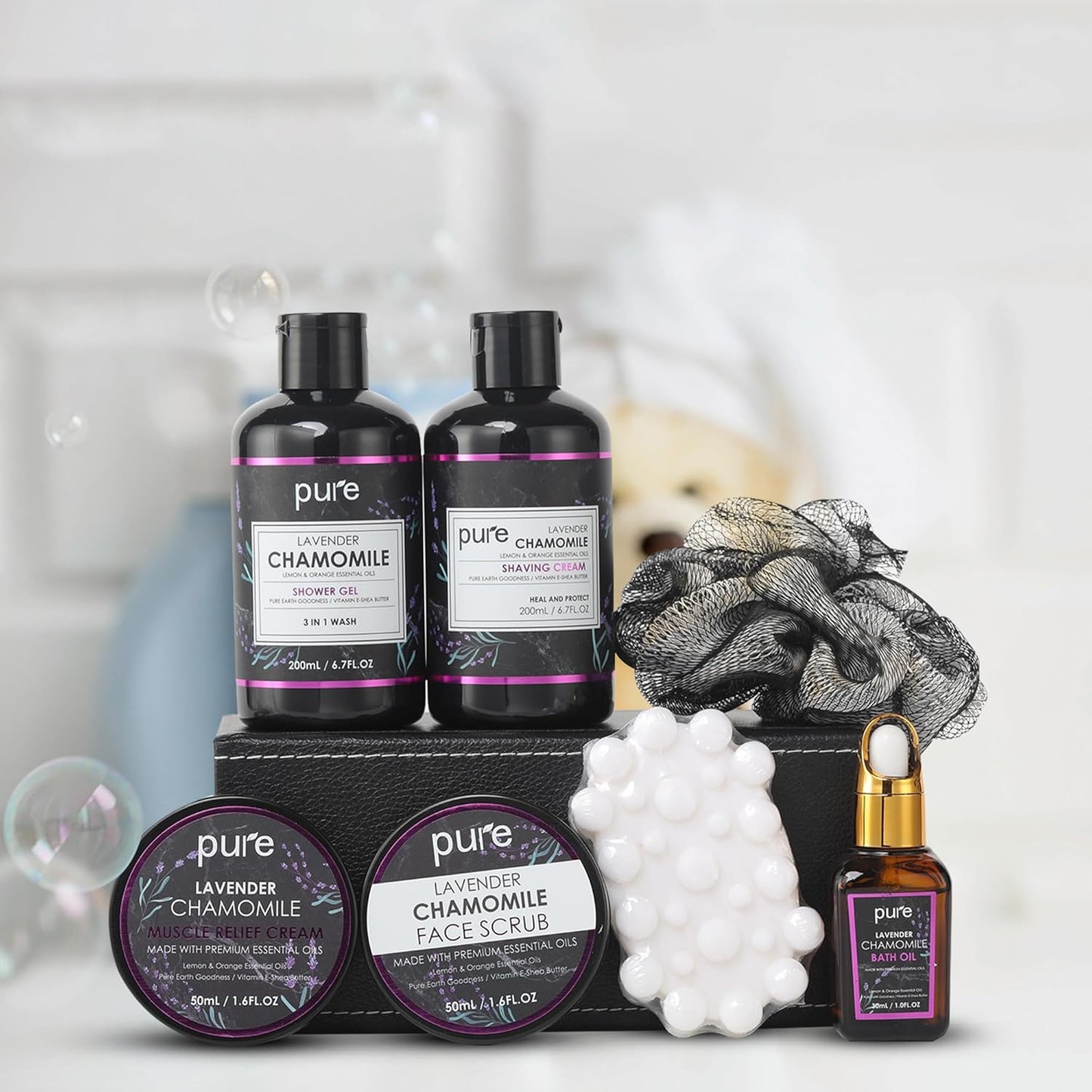 Lavender Bath Spa Gift Set for Men and Couples! Best Spa Set for Him Christmas Gift for Men (8 PC)