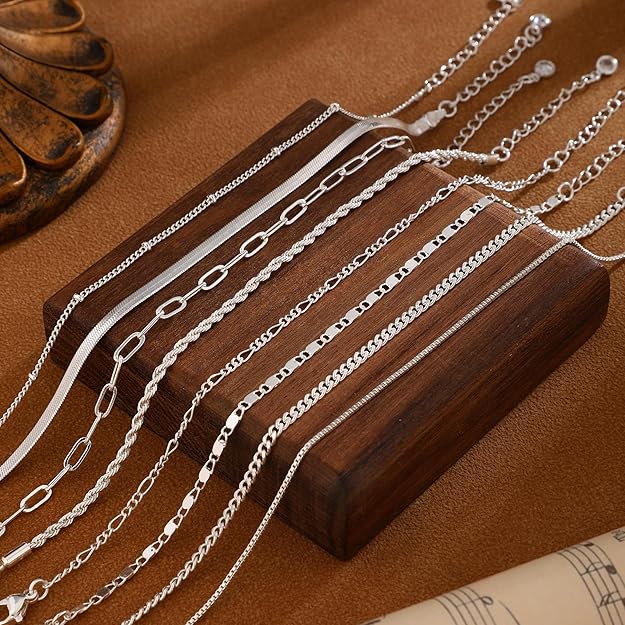 Kyerlyn Silver Gold Bracelets for Women Waterproof, 14K Real Gold Jewelry Sets for Women Trendy Dainty Stackable Cuban Link Paperclip Chain Bracelet