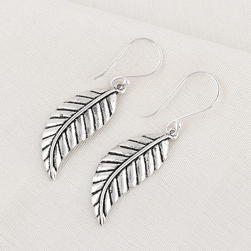 Oxidized 925 Sterling Silver Earrings, Leaf Filigree Earrings for Women, Dangling Boho Fashion Handmade, Elegant Statement, Silver Jewelry, Wedding Earrings, Christmas Gifts