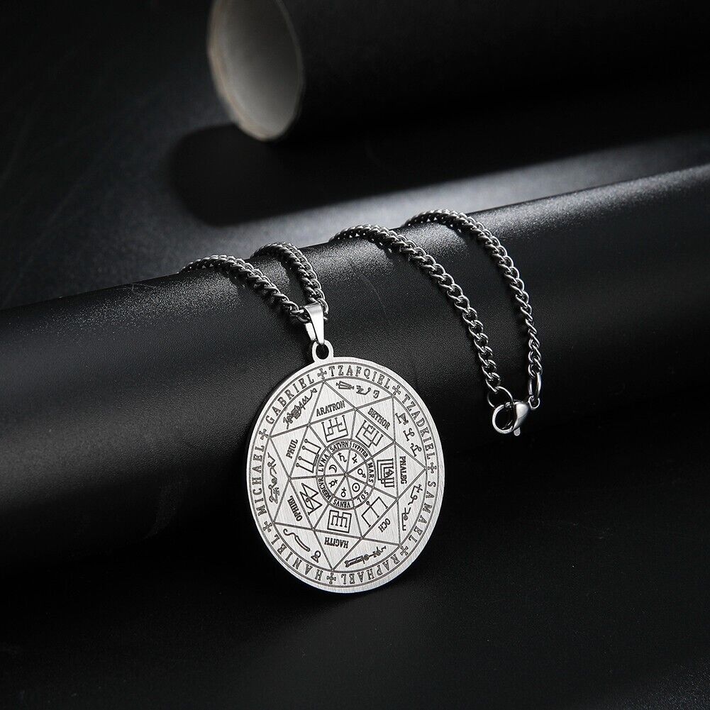 Seal of Solomon Seven Archangel Necklace Stainless Steel Saint Michael Jewelry