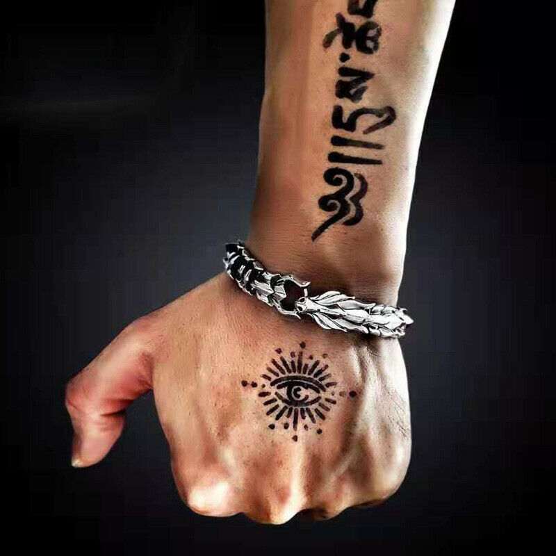 Ouroboros Dragon Head Bracelet Men Punk Stainless Steel Wristband Vikings Bangle