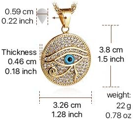 HZMAN 18k Gold Plated Eye of Horus Necklace Eye of Ra Egypt Protection Dog Tag Pendant Stainless Steel Necklace Jewelry Gift