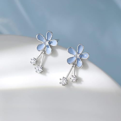 SLUYNZ 925 Sterling Silver Pretty Flowers Earrings Studs for Women Teen Girls Elegant CZ Flowers Studs Earrings