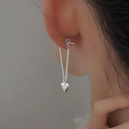 Heart Chain Dangle Earrings For Women 925 Sterling Silver Dangling Threader Earrings Women's Drop & Dangle Tassel Dangly Earrings Jewelry Gift