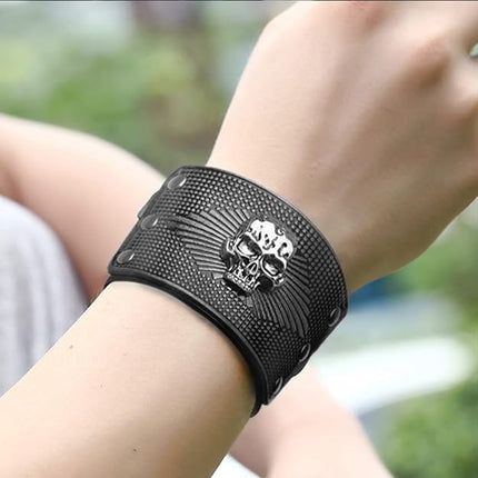 TURTLEDOVE Mens Leather Bracelet Cuff - Vintage Wristband with Wide Belt, Gifts for Brother, Dad, Boyfriend or Husband
