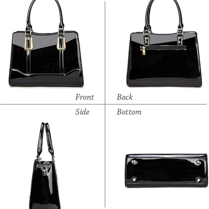 LJOSEIND Shiny Patent Leather Handbags Shoulder Bags Fashion Satchel Purses Top Handle Bags for Women