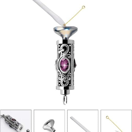 XIUDA Crystal Cremation Urn Necklace for Ashes Keepsake Cremation Jewelry for Human Ashes Stainless Steel Memorial Pendant with Flower