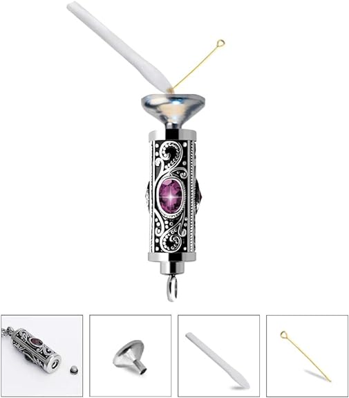 XIUDA Crystal Cremation Urn Necklace for Ashes Keepsake Cremation Jewelry for Human Ashes Stainless Steel Memorial Pendant with Flower