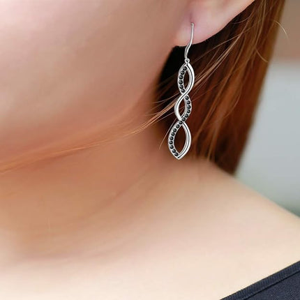 Aurora Tears 925 Sterling Silver Infinity Dangle Earrings Women Crystal Drop Earrings AAA+ Cubic Zirconia Hook Earrings Girls Dating Jewelry DE0062