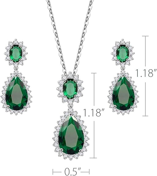 Lavencious Teardrop Dangle Necklace & Earring Sets for women Trendy AAA Cubic Zirconia For Women