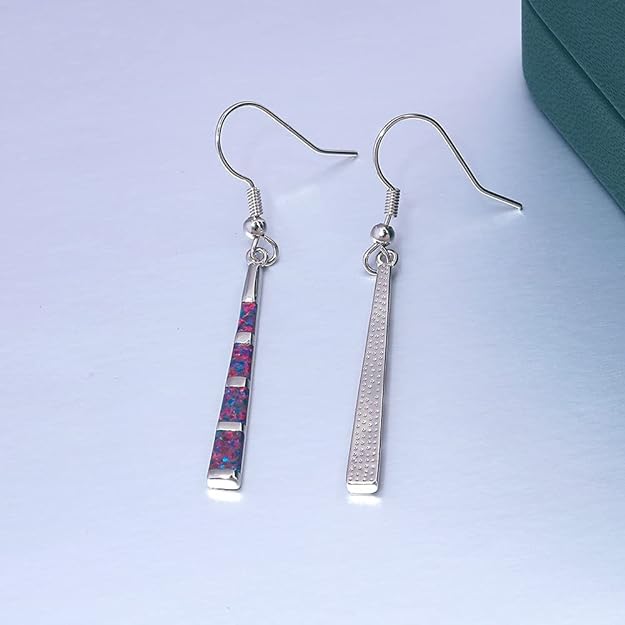 CiNily Dangle Earring-Opal Drop Earrings Silver Plated or Gold Plated Dangle Bar Earrings Opal Jewelry for Women Gems Earrings 2 1/8"