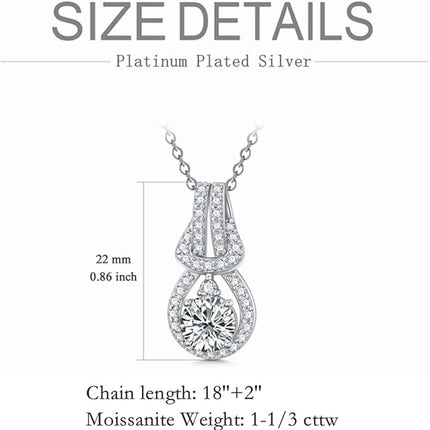 Aihpos Multistyle Moissanite Necklaces for Women Platinum Plated Silver Moissanite Pendant Necklace, 18''-20''