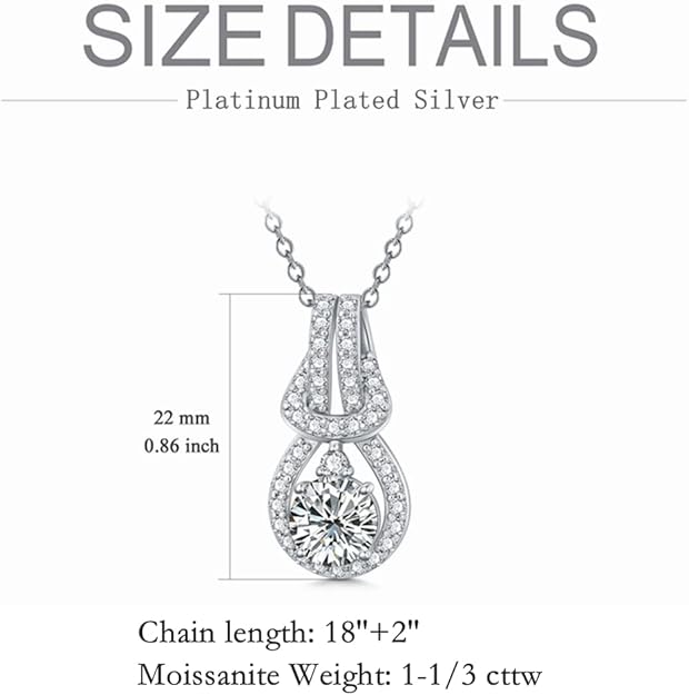 Aihpos Multistyle Moissanite Necklaces for Women Platinum Plated Silver Moissanite Pendant Necklace, 18''-20''