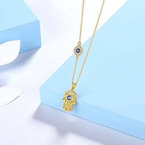 Evil Eye Necklace Evil Eye Hamsa Hand of Fatima Necklace 925 Sterling Silver