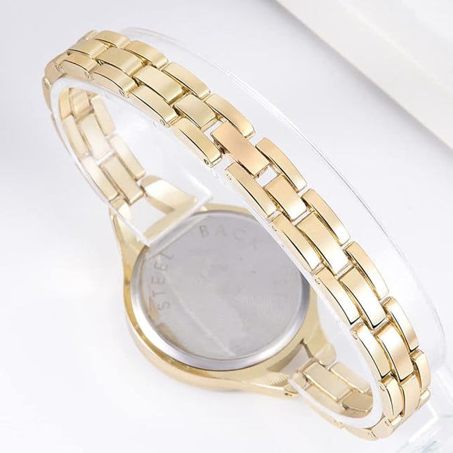 SENRUD Fashion Ladies Bracelet Wrist Watch Analog Quartz Watch for Women's (Gold)