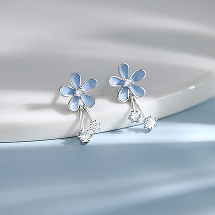 SLUYNZ 925 Sterling Silver Pretty Flowers Earrings Studs for Women Teen Girls Elegant CZ Flowers Studs Earrings