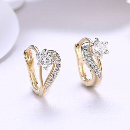 Milanlua Rhinestone Huggie Earrings Clasp Earrings Gold Plated Small Huggie Hoop Earrings Bridal Earrings For Wedding Lightweight Hoops for Women