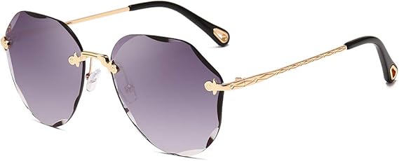 AEVOGUE Sunglasses For Women Oversized Rimless Diamond Cutting Lens Sun Glasses AE0534