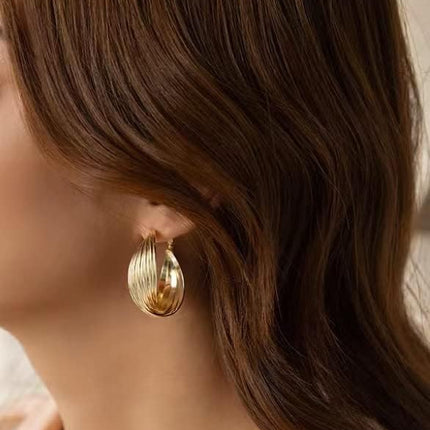 Geometrically Twisted Metal Matte Earrings with 925 Tremella Needle in 18-karat Gold Plating