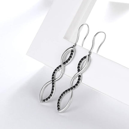Aurora Tears 925 Sterling Silver Infinity Dangle Earrings Women Crystal Drop Earrings AAA+ Cubic Zirconia Hook Earrings Girls Dating Jewelry DE0062