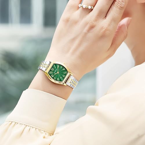 Barrel-Shaped Watch for Women with Easy Read Arabic Numerals Ladies Dress Watch