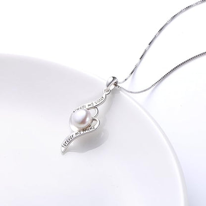 DAOCHONG 925 Sterling Silver Always My Sister Daughter Mother Forever My Friend Love Heart Sister Necklace for Women Sister Mother Gift