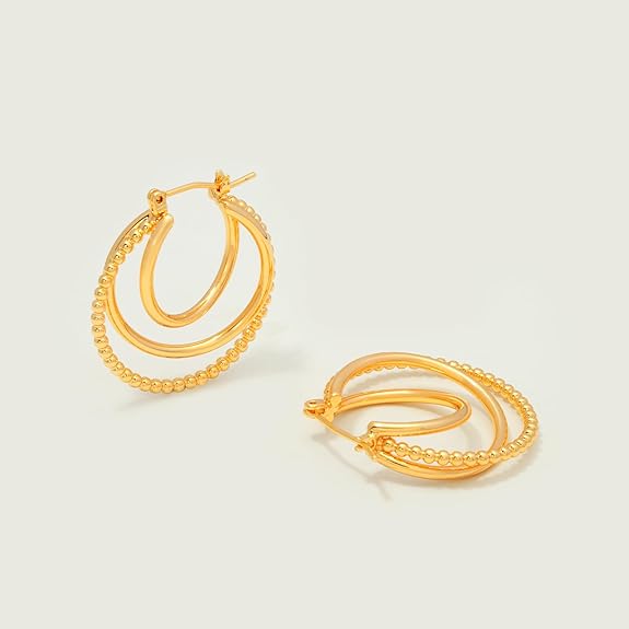MEVECCO Gold Hoop Earrings for Women 18K Gold Plated Oval Hoop Earrings Simple Hypoallergenic Big Hoop Chunky Earrings Jewelry for Her