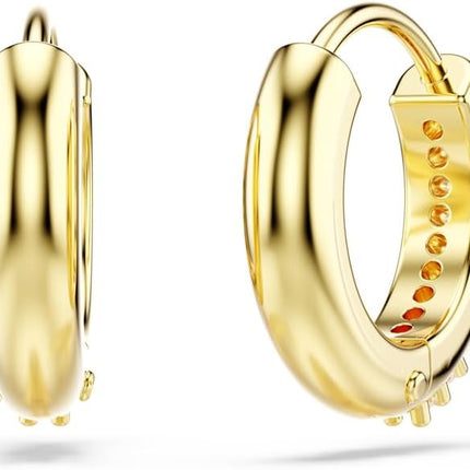 Swarovski Matrix Hoop Earrings, Round Cut, Clear Crystals, Gold-Tone and Rhodium Finishes