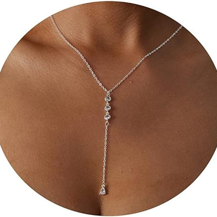 Gold Y Necklace for Women 14K Gold Plated Y-Shaped Drop Necklaces